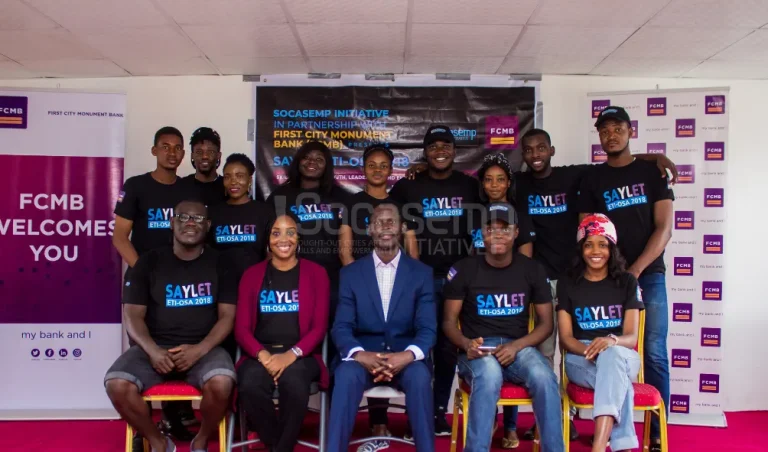 The SAYLET ETI-OSA 2018 team with First City Monument Bank